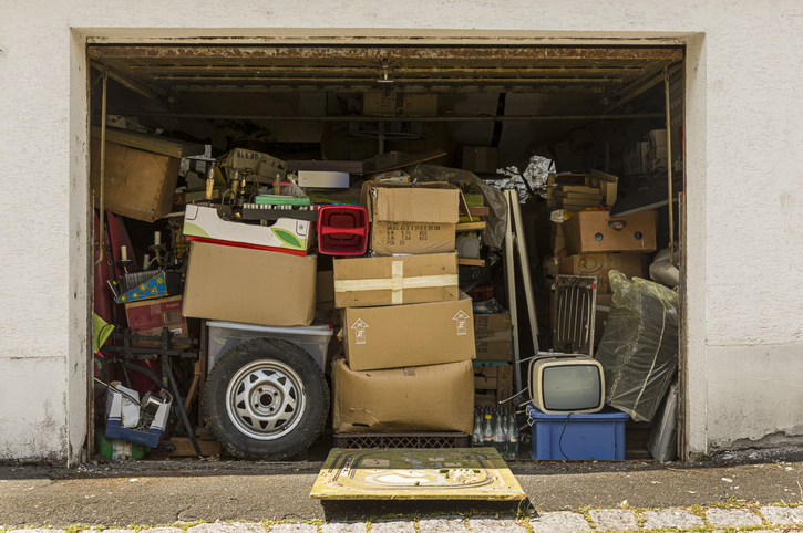 A cluttered garage.